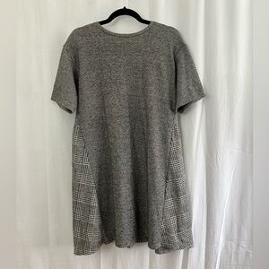 Zara Trafaluc Gray Hounds-Tooth & Plaid T Shirt Dress Womens Size Medium